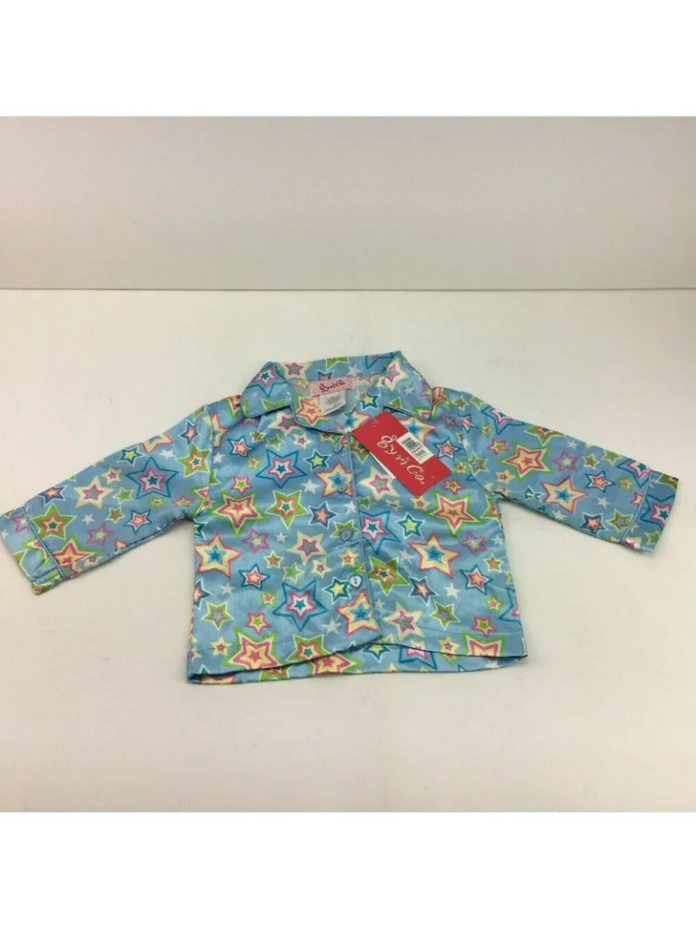 Gyrl Co Girls Button Down Shirt 2pc Pajama Night Set Outfit Blue Stars Size 4